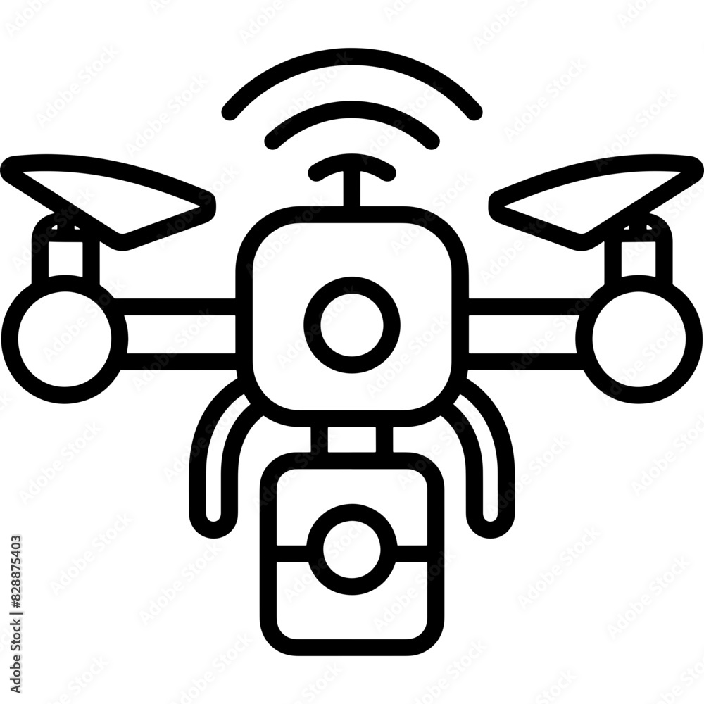 Drone with wireless signals, symbolizing modern technology, remote delivery, and innovation Drone with wireless signals, symbolizing modern technology, remote delivery, and innovation