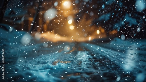 Snow falls during the night