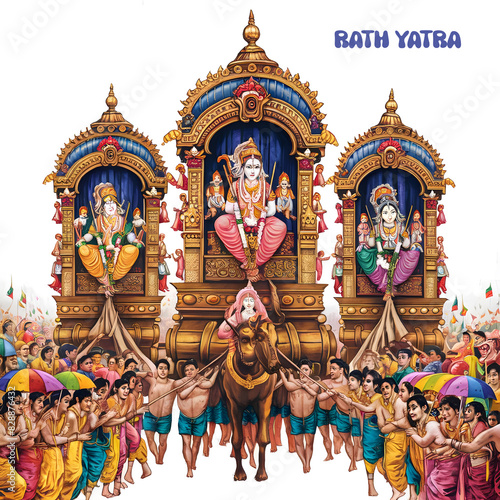 Illustration of Lord Jagannath Rath Yatra: Festival Celebration Background. Generative AI