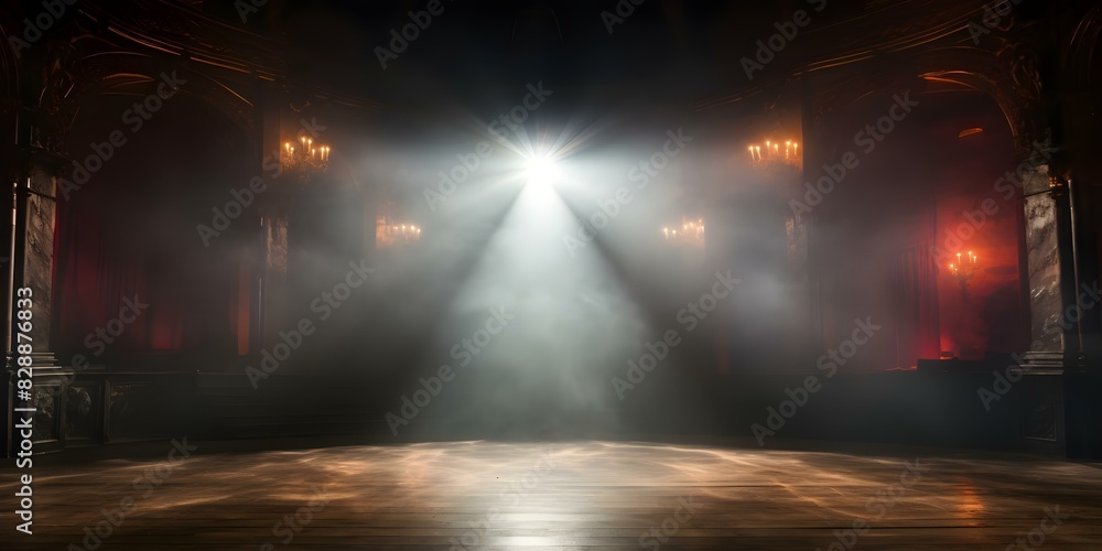 Creating an Atmospheric Setting with Spotlights, Fog, and Bright Colors for an Opera Performance. Concept Opera Performance, Atmospheric Setting, Spotlights, Fog, Bright Colors