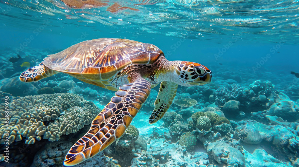 Fototapeta premium photo of turtle in the ocean