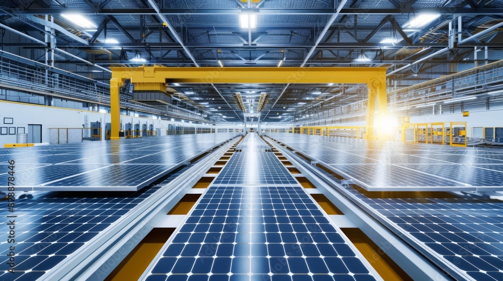 Fototapeta premium Solar panels in a factory.