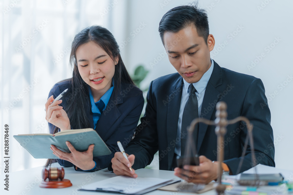 Consultation and conference of lawyers and professional businessman working and discussion having at law firm in office. Concepts of law, Judge Consultation and conference of lawyers and professional businessman working and discussion having at law firm in office. Concepts of law, Judge