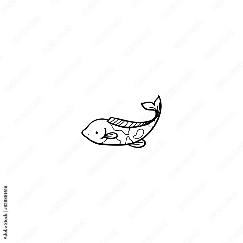 Cute drawing of a koi fish illustration. Suitable for stickers, posters, invitation cards and wildlife infographics Cute drawing of a koi fish illustration. Suitable for stickers, posters, invitation cards and wildlife infographics