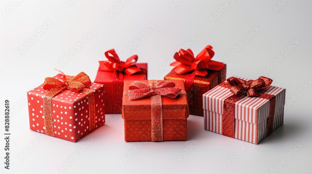 Obraz premium Gift boxes separated on a white backdrop