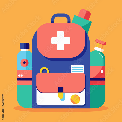 backpack with medicines without background