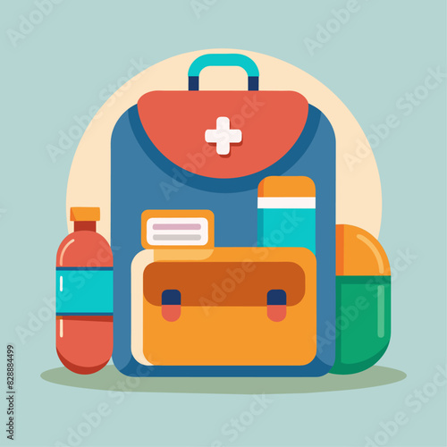 backpack with medicines without background