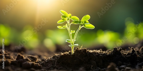 Relationship between seedling growth and agricultural cultivation methods and farming practices. Concept Seedling Growth, Agricultural Methods, Farming Practices photo