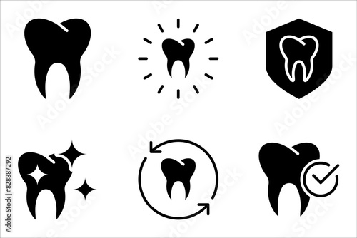 Tooth icon set. Dentistry symbol. Medical sign. Dentalhealth. Tooth sign. Clean tooth. vector illustration on white background