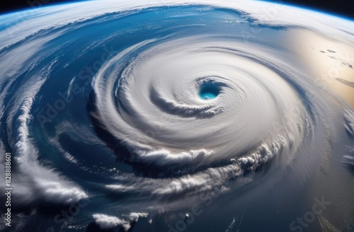 View from space of planet earth with a storm. Natural disasters