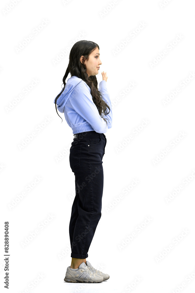 A woman, full-length, on a white background A woman, full-length, on a white background