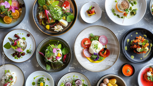 An extensive library of high-quality food photography showcasing popular culinary trends and dietary lifestyles, including plant-based dishes, gourmet cuisine, and visually appealing food presentation