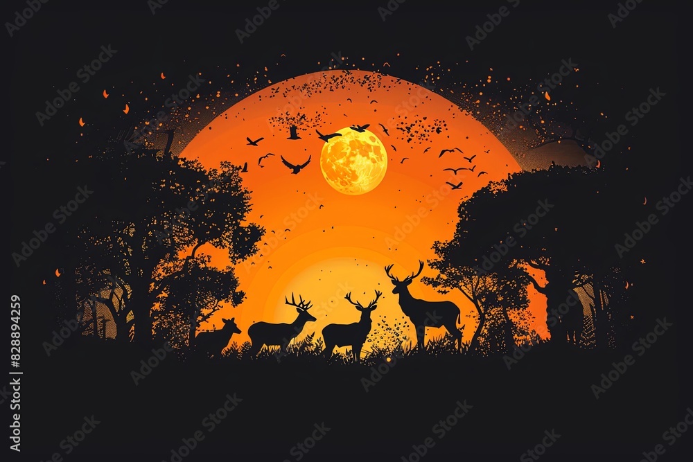 animals against the background of the earth. eco-friendly poster. Nature and animals of silhouette. green background. earth day, save wildlife