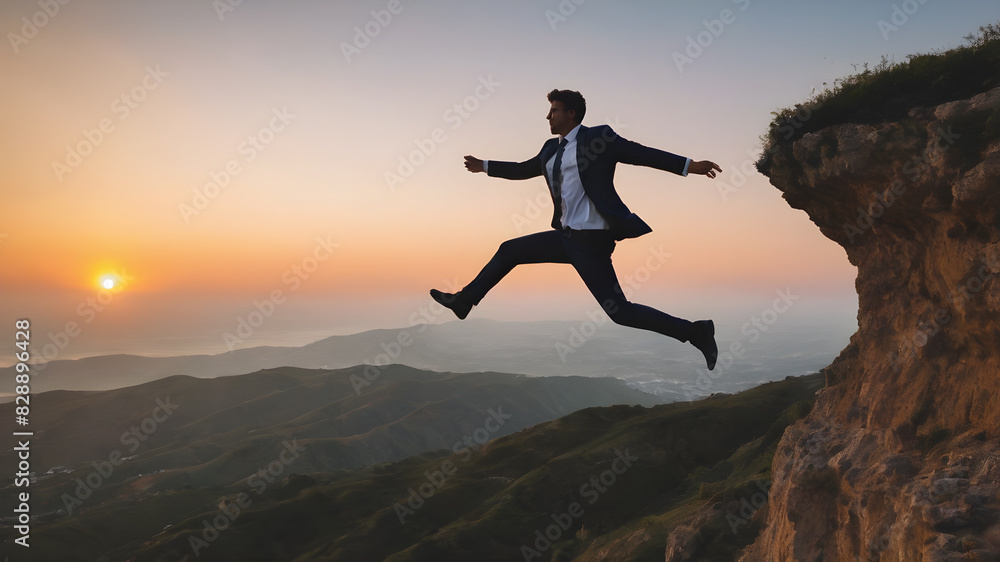 Concept of business, risk taking, safety, challenge, concentration. Surreal adventure, epic scene decision to reach a goal. Concept of business, risk taking, safety, challenge, concentration. Surreal adventure, epic scene decision to reach a goal.