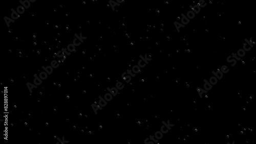 Animated floating air bubbles on black screen and alpha channel, 4k, loop