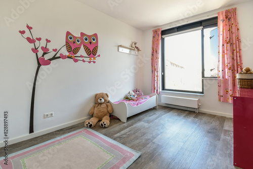 Bright and cheerful children room with playful decor