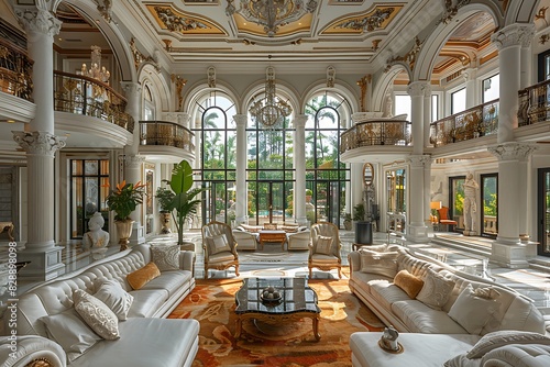 Castlelike highend living room with majestic decor photo