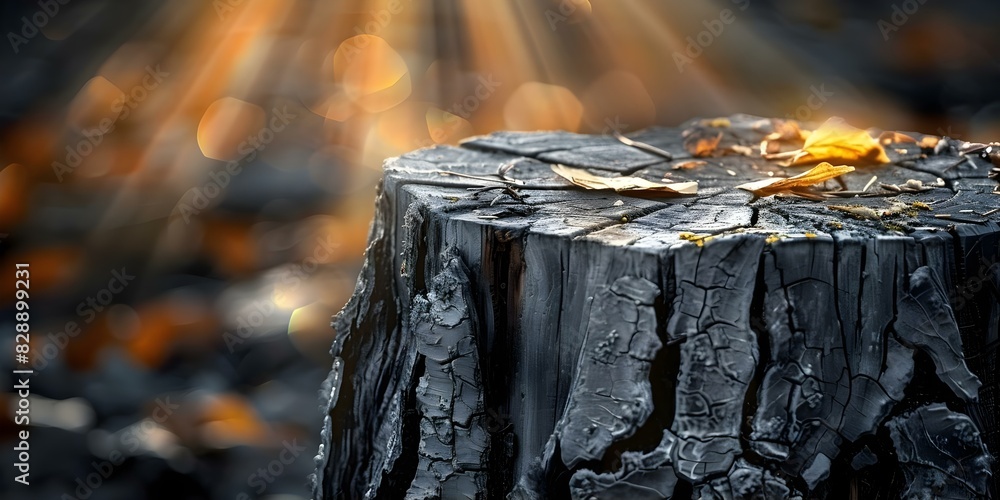 Detailed View of Dark Textured Tree Bark on a Weathered Stump in Natural Setting. Concept Tree Bark, Weathered Stump, Natural Setting, Dark Texture, Detailed View, Detailed View of Dark Textured Tree Bark on a Weathered Stump in Natural Setting. Concept Tree Bark, Weathered Stump, Natural Setting, Dark Texture, Detailed View,