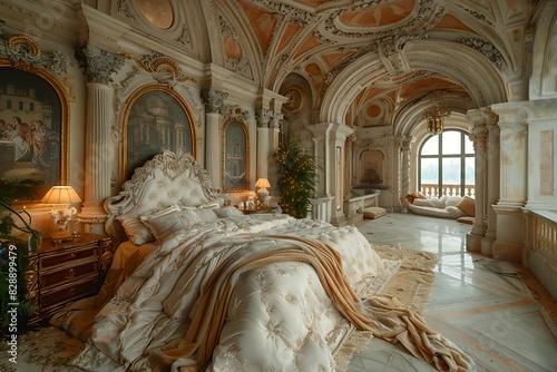 Castlelike luxurious bedroom with royal designs photo