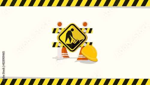Under construction landing page template. flat illustration vector eps 8 and above.