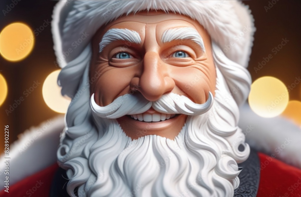 Close up shot of senior bearded man in santa clause outfit carrying gift boxes, isolated on blue background - christmas spirit, holiday mood Close up shot of senior bearded man in santa clause outfit carrying gift boxes, isolated on blue background - christmas spirit, holiday mood