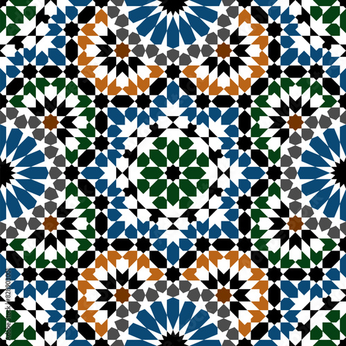 Seamless arabic  ornament based on traditional arabic art. Geometric mosaic. 