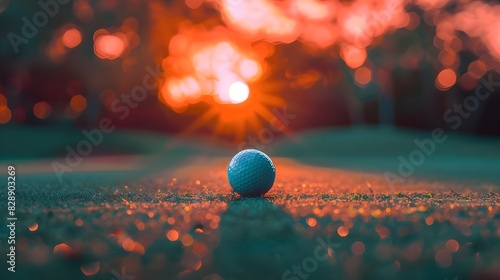 Golfers are putting golf in the evening golf course golf background photo