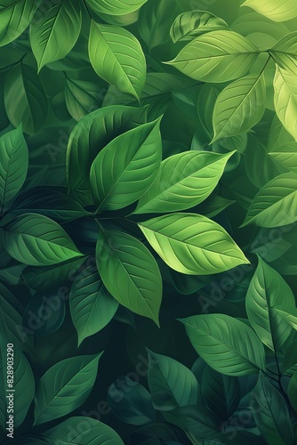 Wallpaper Mural Vibrant green leaves with detailed veining and soft natural lighting Torontodigital.ca
