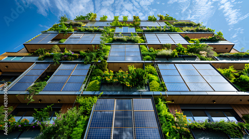 A building with a green roof and a solar panel on top