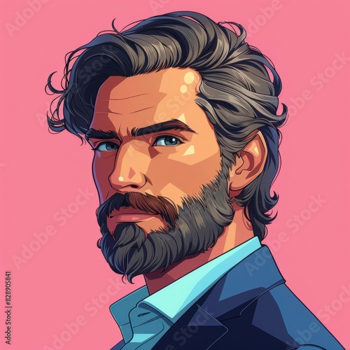 Wallpaper Mural Stylish bearded man in vibrant digital art style. Generative AI Torontodigital.ca