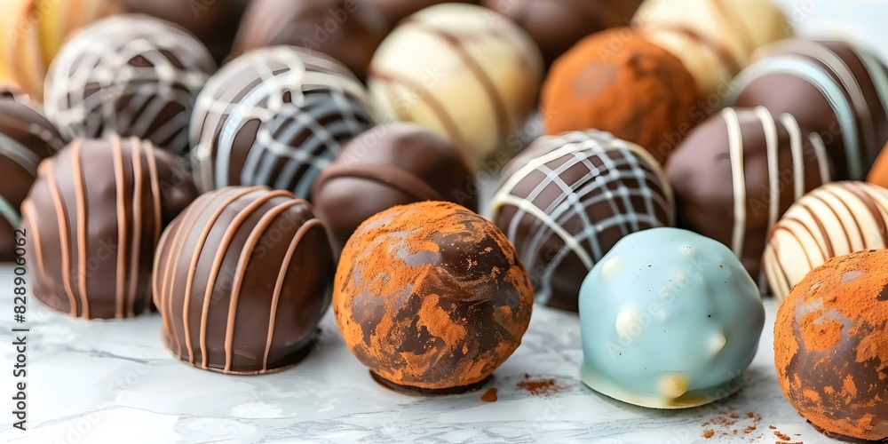 Closeup photo of chocolate truffles made using modern techniques. Concept Chocolate Truffles, Gourmet Treats, Modern Techniques, Closeup Photography Closeup photo of chocolate truffles made using modern techniques. Concept Chocolate Truffles, Gourmet Treats, Modern Techniques, Closeup Photography