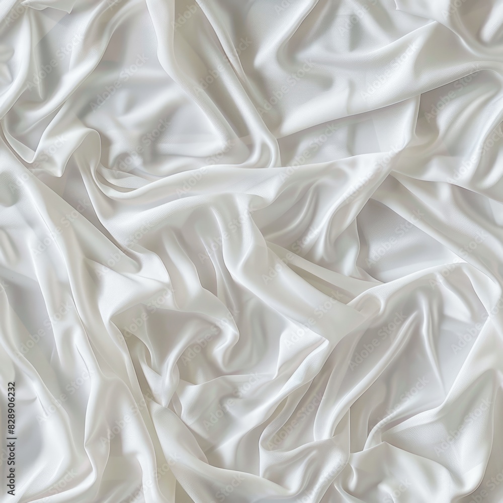 Close-up background of white fabric lies with folds, from top to bottom Close-up background of white fabric lies with folds, from top to bottom