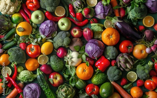 Background of various fruits and vegetables 