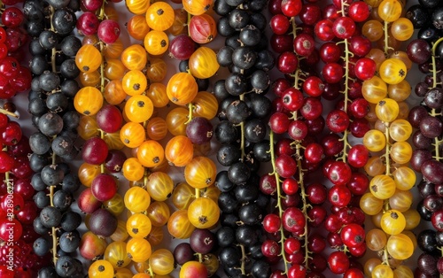 Background of various of various berries, red currants, black currants.