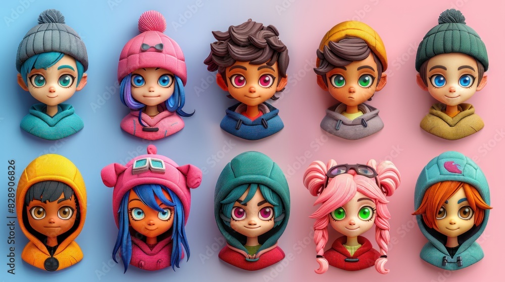 Colorful array of cartoon characters in playful attire. Generative AI Colorful array of cartoon characters in playful attire. Generative AI