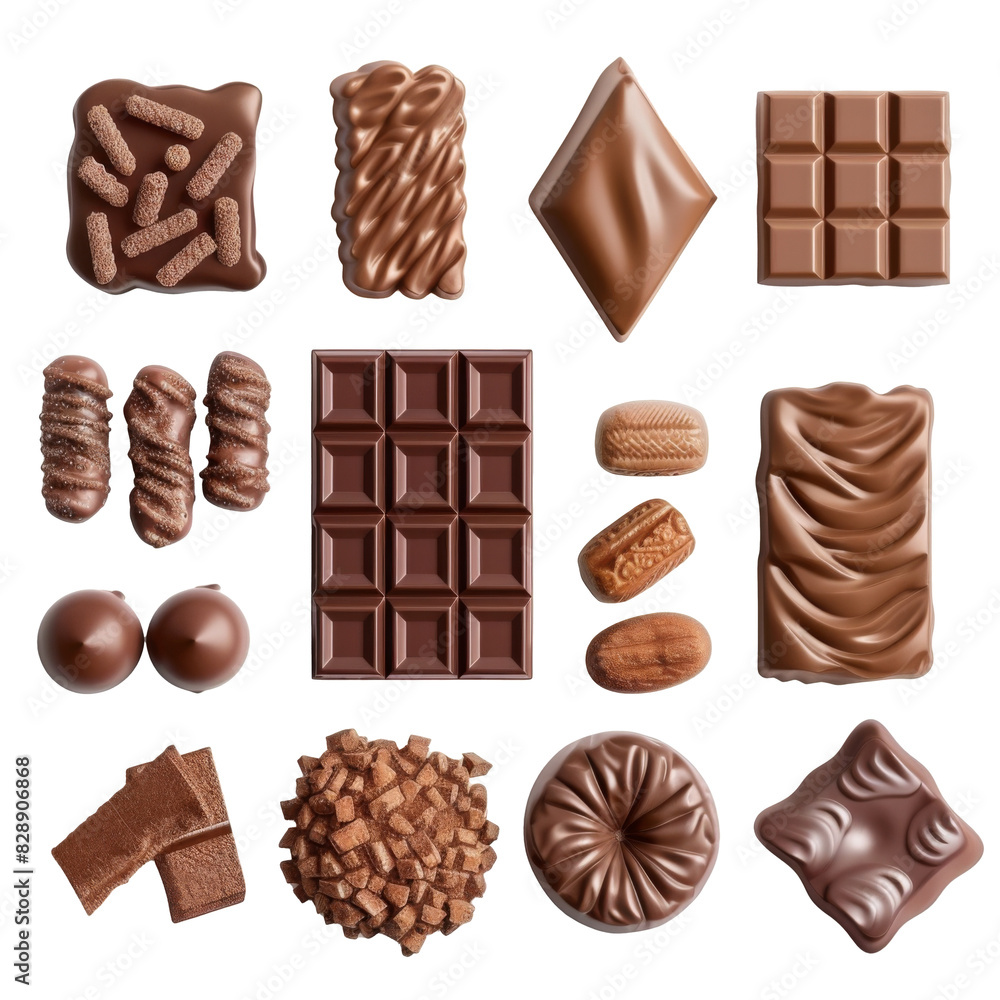 Transparent PNG of An assortment of chocolates harmoniously arranged on a blank canvas Transparent PNG of An assortment of chocolates harmoniously arranged on a blank canvas