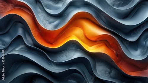 Flowing curves in orange and blue gradients. Generative AI