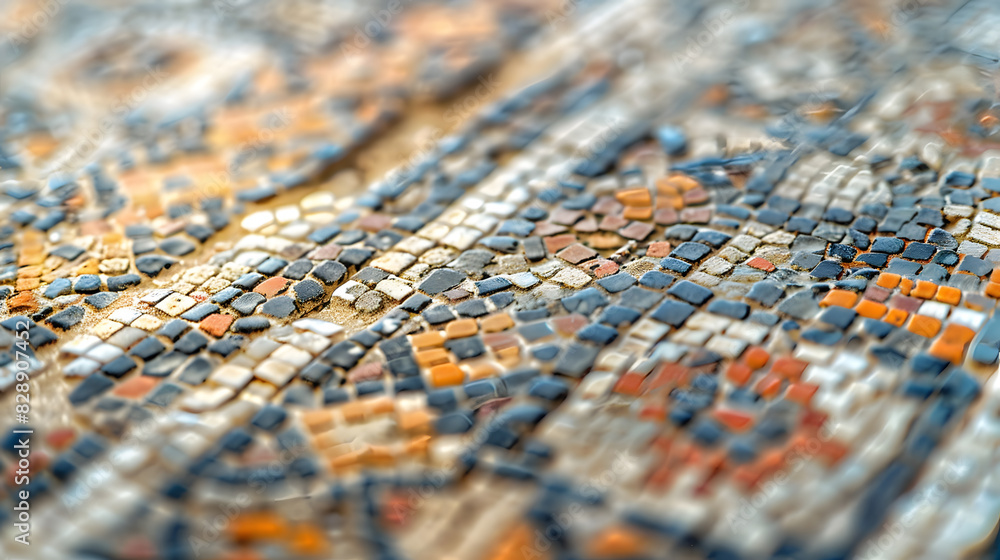 A mosaic tile floor with a heart shape in the middle A mosaic tile floor with a heart shape in the middle
