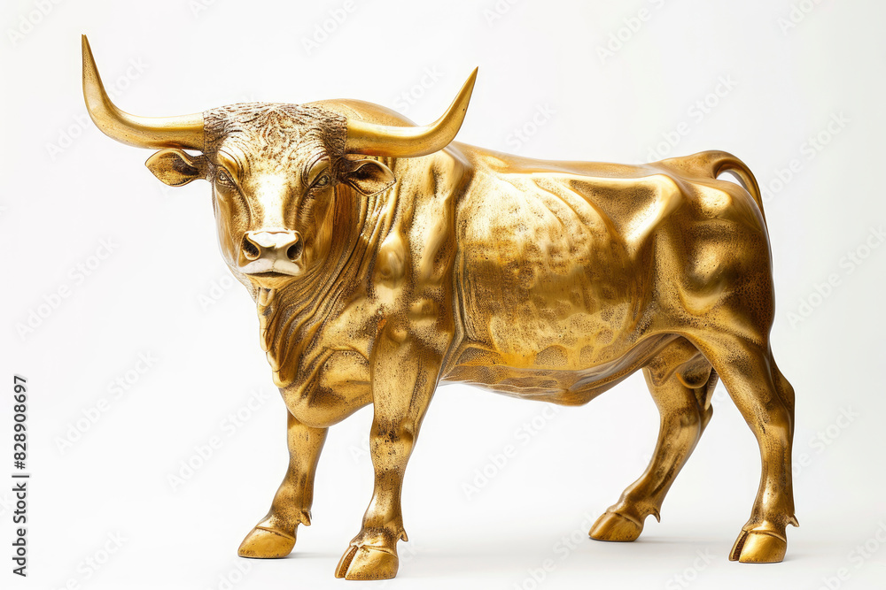 bull golden on white background with clipping path bull golden on white background with clipping path