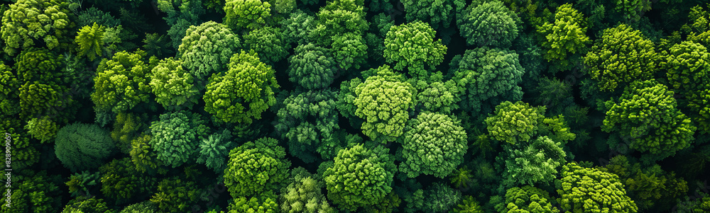 A lush green forest with many trees