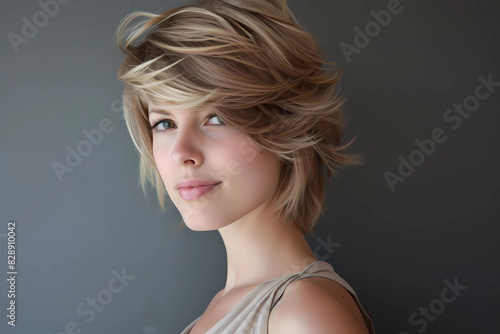 Feathered Cut - A hairstyle characterized by soft and feathery layers, giving the hair a light and airy appearance with a touch of retro charm  photo