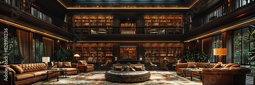 dark luxurious library with highend books for an upscale and refined reading space design