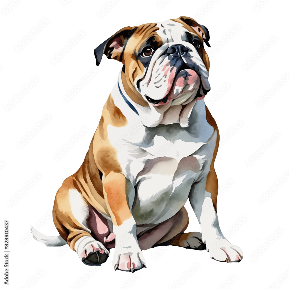 Bulldog Dog Hand Drawn Watercolor Painting Illustration Bulldog Dog Hand Drawn Watercolor Painting Illustration