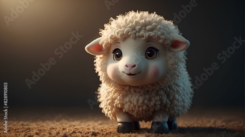 Adorable Cartoon Lamb with Curly Wool photo