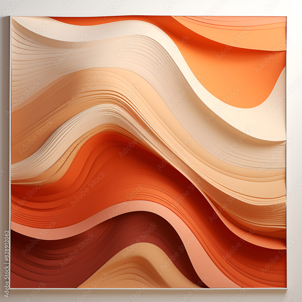 Abstract art with orange and beige wavy lines. Abstract art with orange and beige wavy lines.