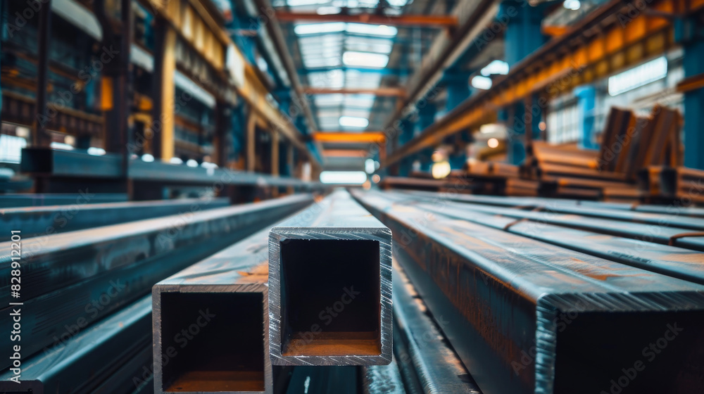 A large industrial building with a lot of steel beams A large industrial building with a lot of steel beams