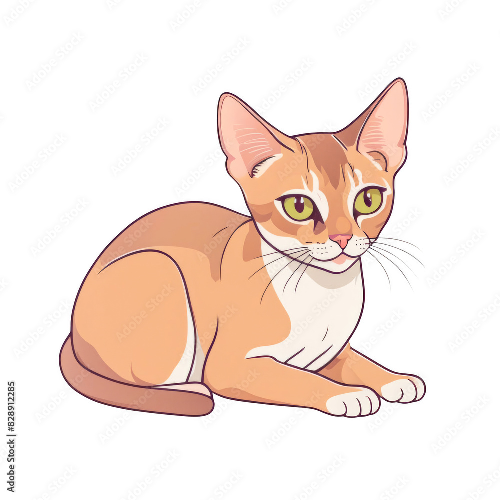 Fototapeta premium Watercolor illustration, clipart isolated, cute cat sitting, orange cat