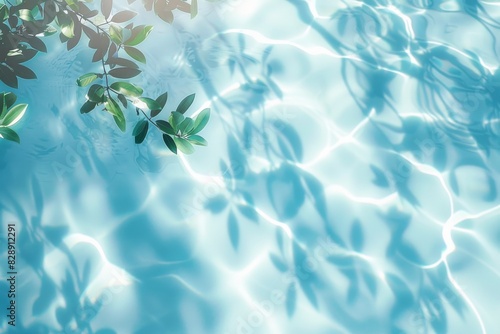 Wallpaper Mural blue surface of the pool with reflecting green tropical leaves Torontodigital.ca