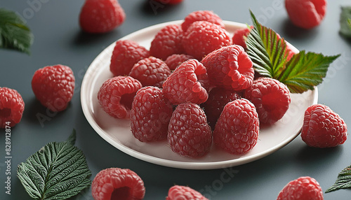 A close-up of fresh raspberries