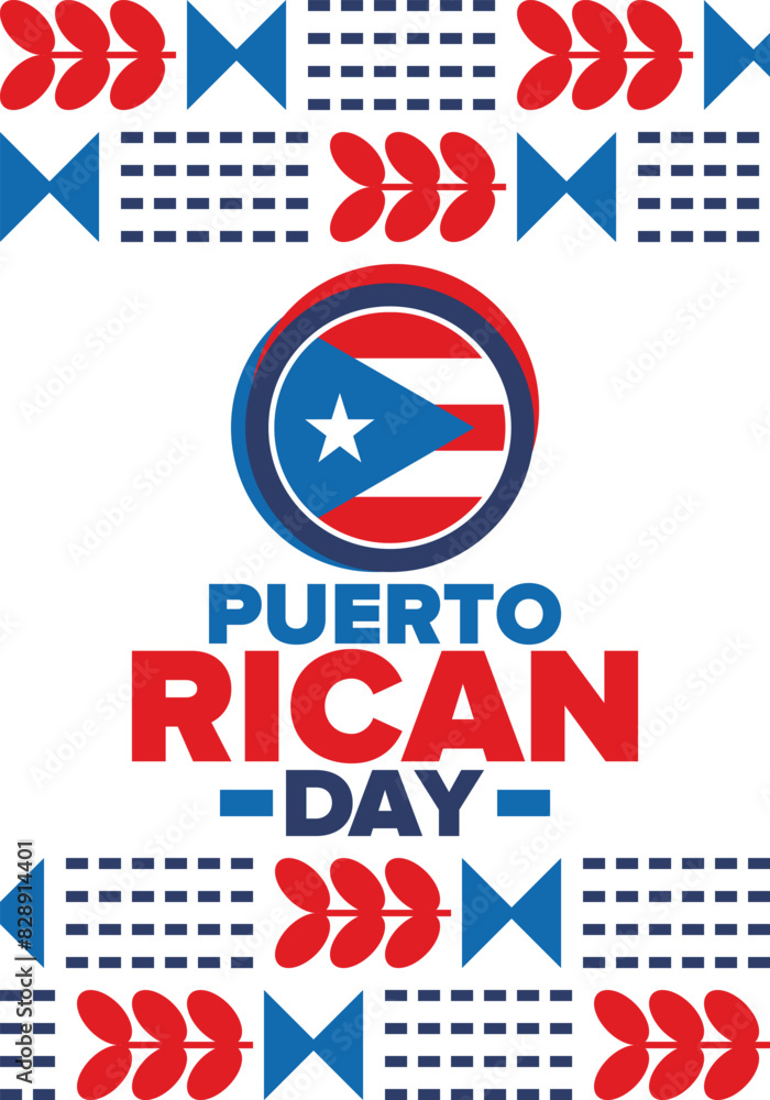 Puerto Rican Day. National happy holiday. Festival and parade in honor of independence and freedom. Puerto Rico flag. Latin american country. Patriotic elements. Vector poster illustration Puerto Rican Day. National happy holiday. Festival and parade in honor of independence and freedom. Puerto Rico flag. Latin american country. Patriotic elements. Vector poster illustration